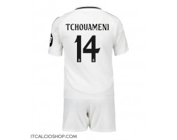 Real Madrid Aurelien Tchouameni #14 Prima Maglia Bambino 2024-25 Manica Corta (+ Pantaloni corti)